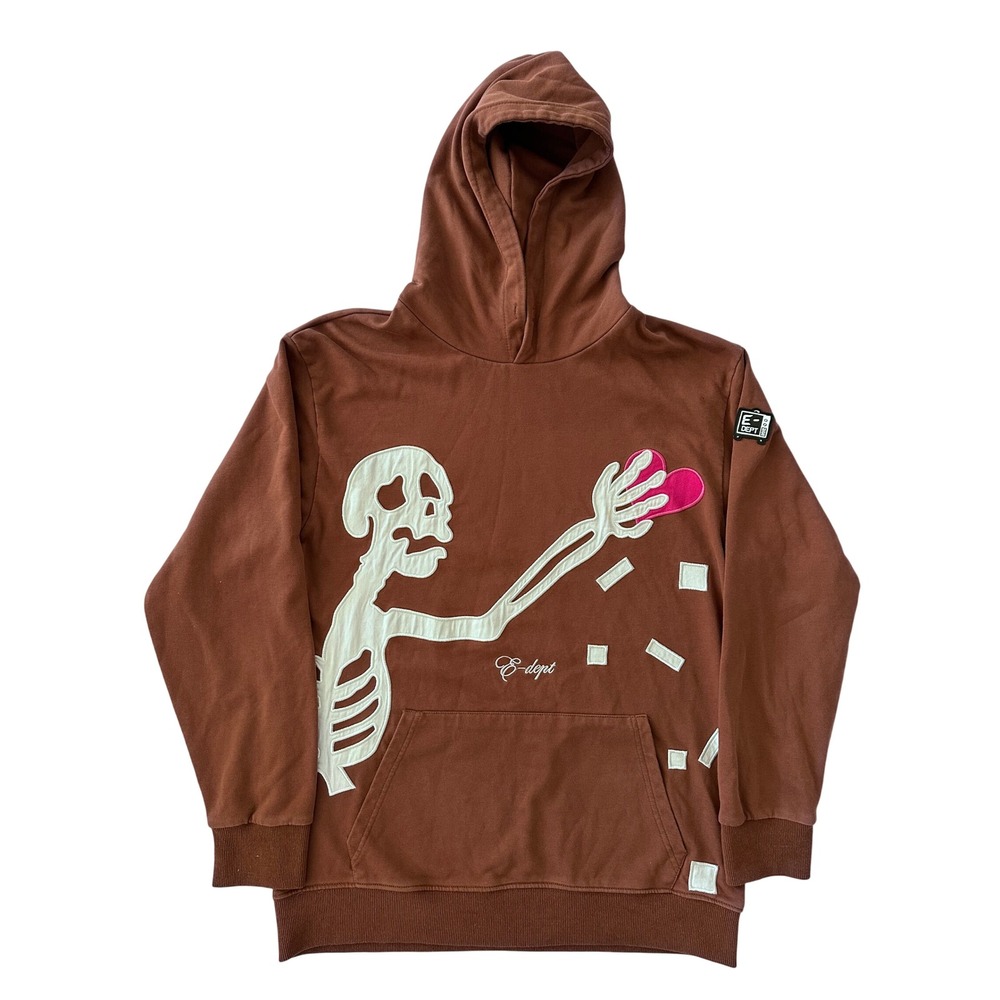 Aelfric Eden Hoodie Medium Skeleton Heart E-Dept Graphic Brown Streetwear Y2K